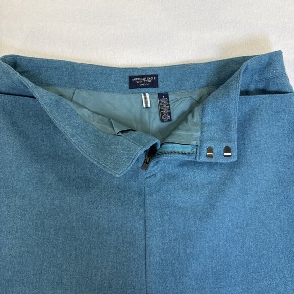 American Eagle 14" Teal Skirt Size 8 Stretch Amazing Condition Wool Blend Italy - Picture 3 of 7